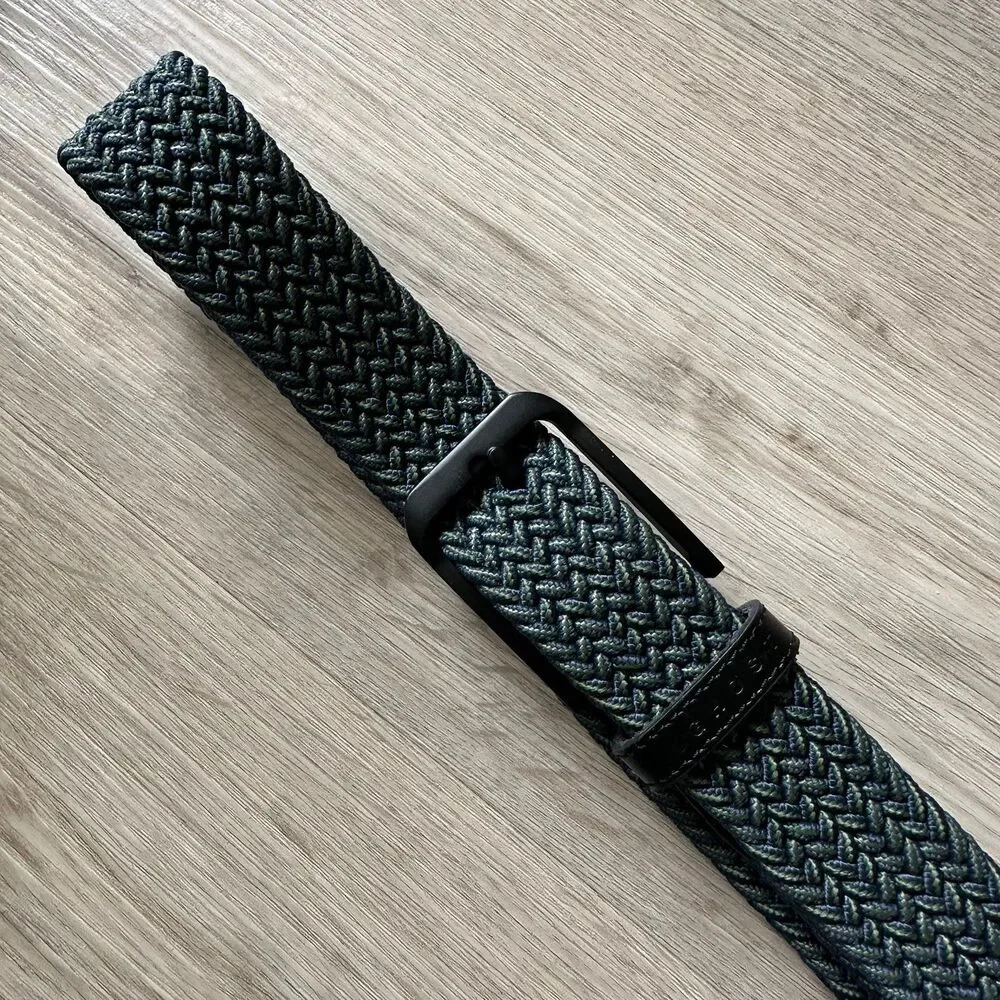 Ghost Golf Xander Men's Woven Stretch Belt - Navy Blue & Green Black Hardware